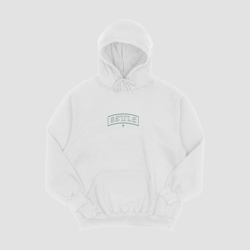 Settle Green Cross Hoodie White